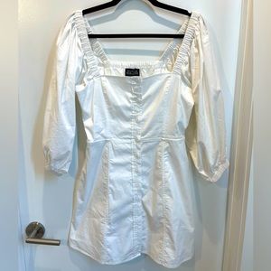 Danielle Bernstein white puff sleeve mini dress. Size 6.